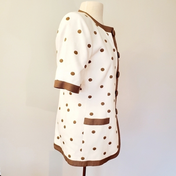 Vintage White & Brown Polkadot Blazer - Picture 4 of 11